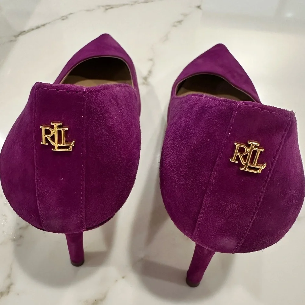 Lauren Ralph Lauren Lanette Pink Suede Pointed-Toe Heels Size 8.5 - Picture 6 of 6